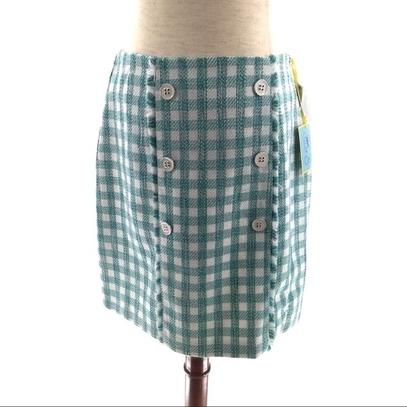 CeCe Frayed Tweed Frame Gingham Pencil Mini Skirt - Picture 3 of 9